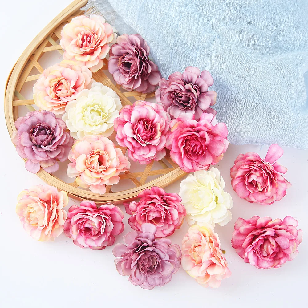 Testa di fiore artificiale di rosa di seta fiore finto per la decorazione domestica festa di natale matrimonio decorazione di nozze accessori per