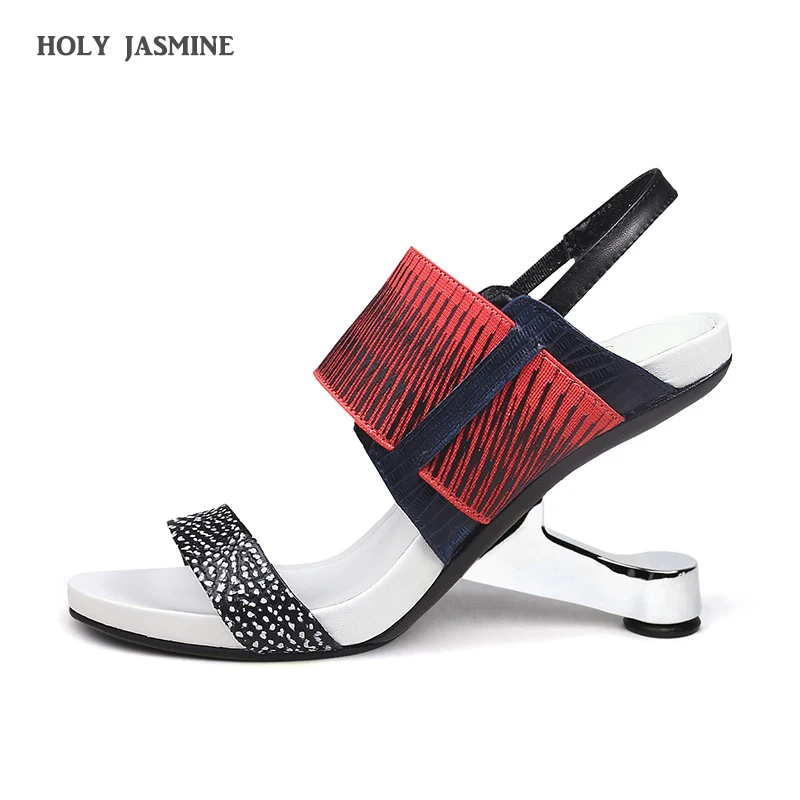 Gladiator Sandals Women shoes Metal High Heel Sandals Women Shoes Mixed Color Open Toe  2019 New Summer Women Sandals Size 34-39