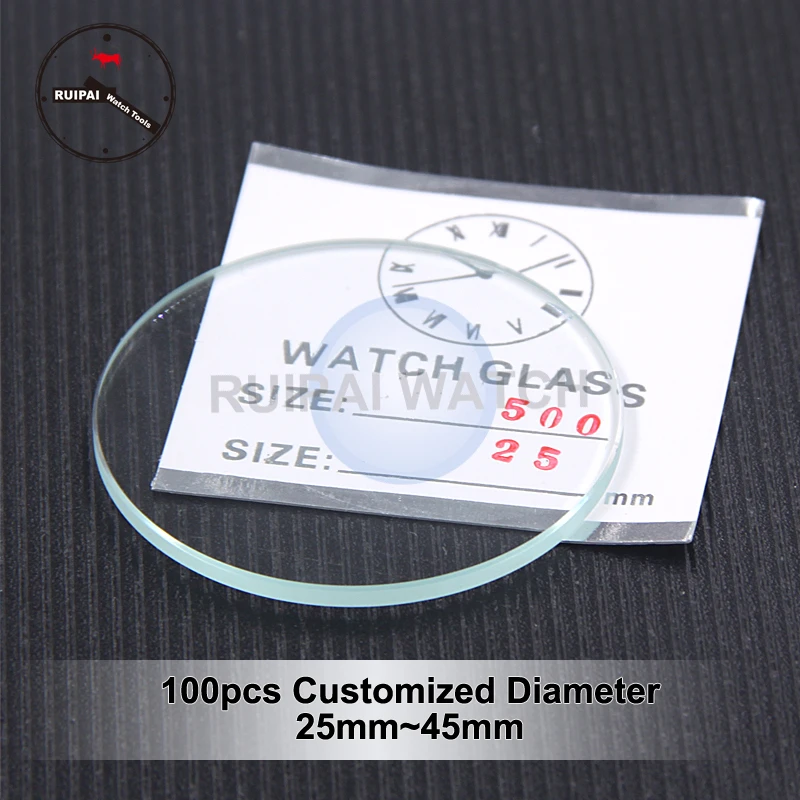 100pcs/box 2.5mm Mineral Watch Glass 2.5mm Thickness 25mm~45mm Customized Watch Glass Parts For Watchmakers