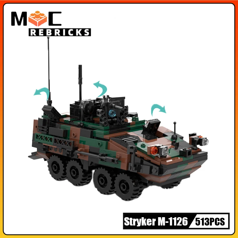 

Military Series Stryker M-1126 Armoured Infantry Vehicle Building Block Assembly Model Technology Bricks Toy Collection Set Gift