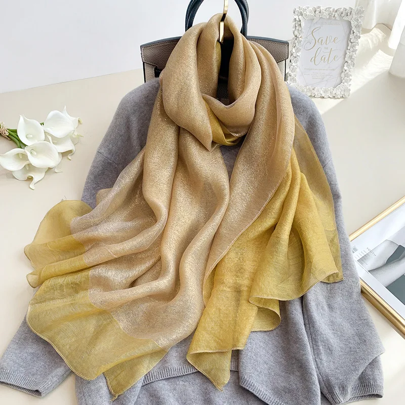 Silk Scarf Women Soft Long Autumn Winter Scarves Fashion 2024 Solid Shawls And Wraps High Quality Foulard Pashmina Hijab Bandana