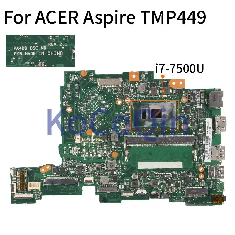 For ACER TravelMate TMP449 P449 P449-M P459 P459-M P449-MG I7-7500U 8GB Laptop Motherboard PA4DB SR2ZV DDR4 Notebook Mainboard