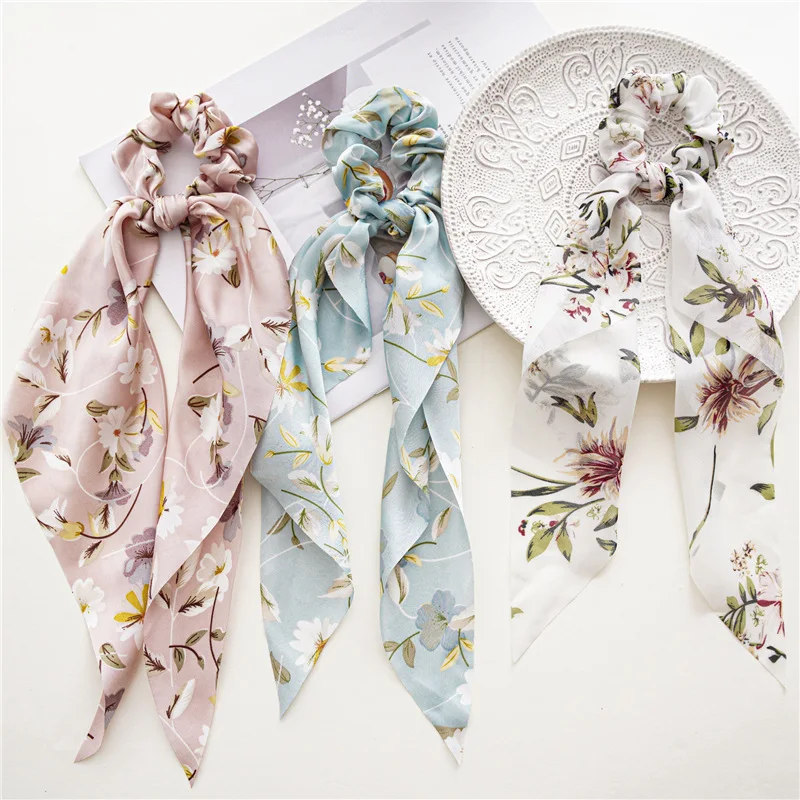 

Ruoshui Woman Ribbon Printed Floral Hair Scrunchie Women Hair Accessories Girls Elastic Hairband Ponytail Holders Headwear