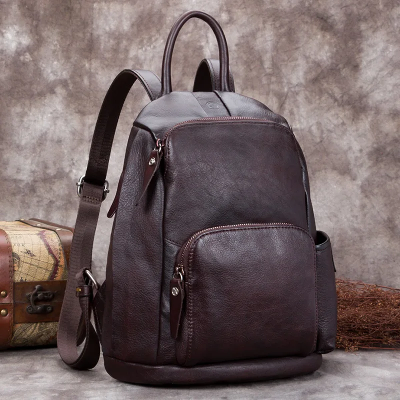 ★Vintage handbags female bag bag lady backpack backpack female 2021 new han edition layer cowhide leather