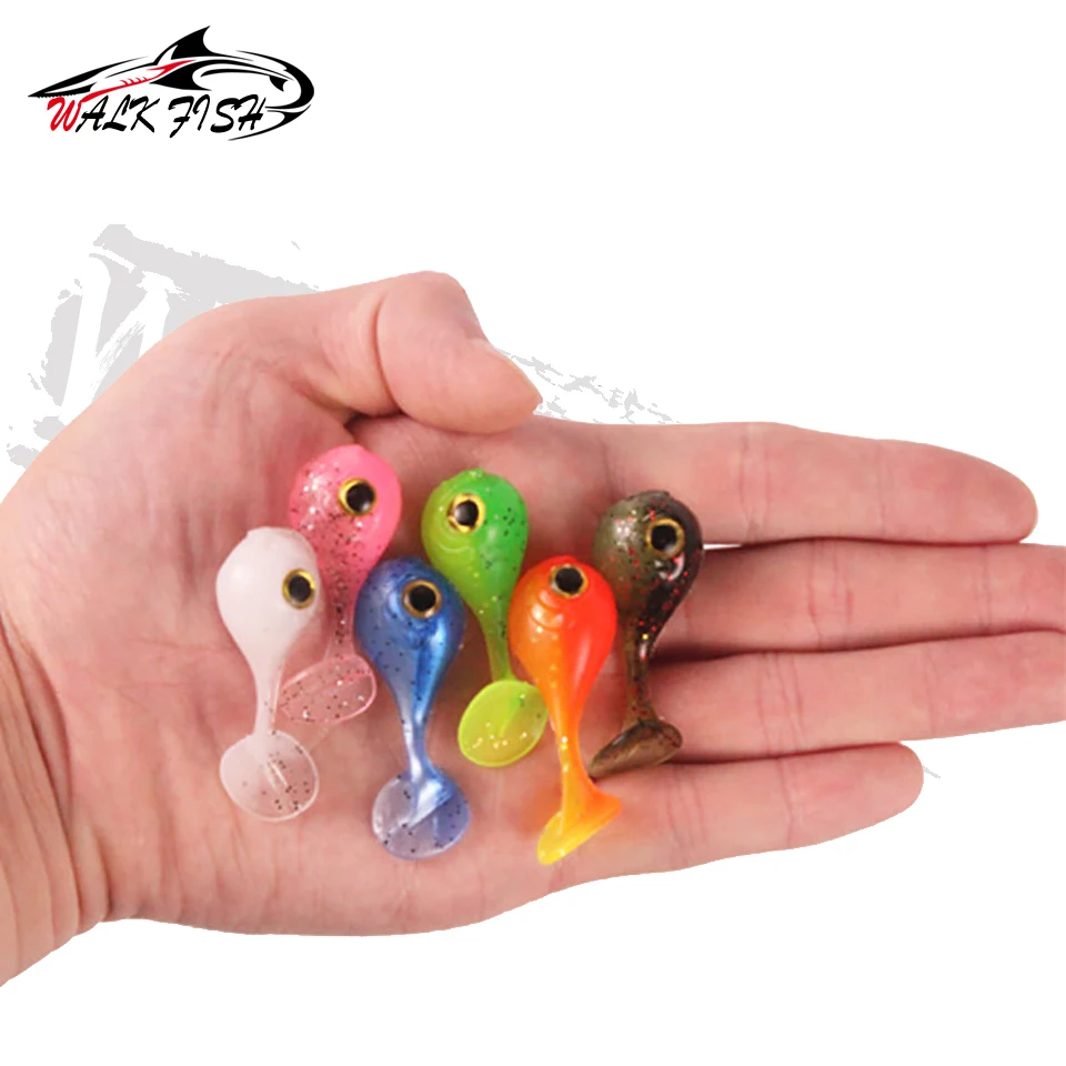 WALK FISH 6PCS T Tail Soft Lures Silicone Bait 4.5cm 3g Goods For Fishing Sea Fishing Swimbait Wobblers Tackle Double color