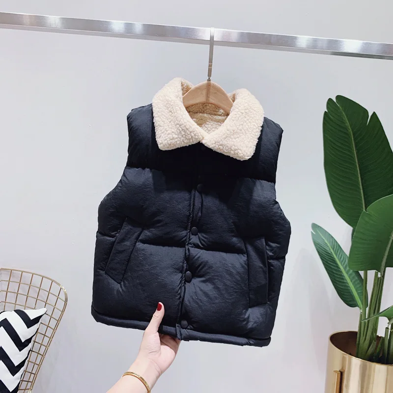 Winter Autumn Children Vests Boys Girls Plus Velvet Thick Waistcoats Sleeveless Outerwear Fashion Clothes Kids Warm Jackets Vest