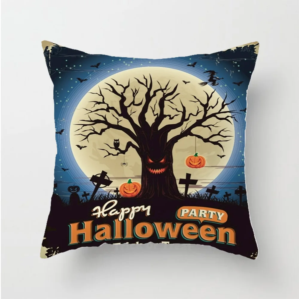 

Halloween pattern 3D printed Polyester Decorative Pillowcases Throw Pillow Cover Square Zipper Pillow cases style-3