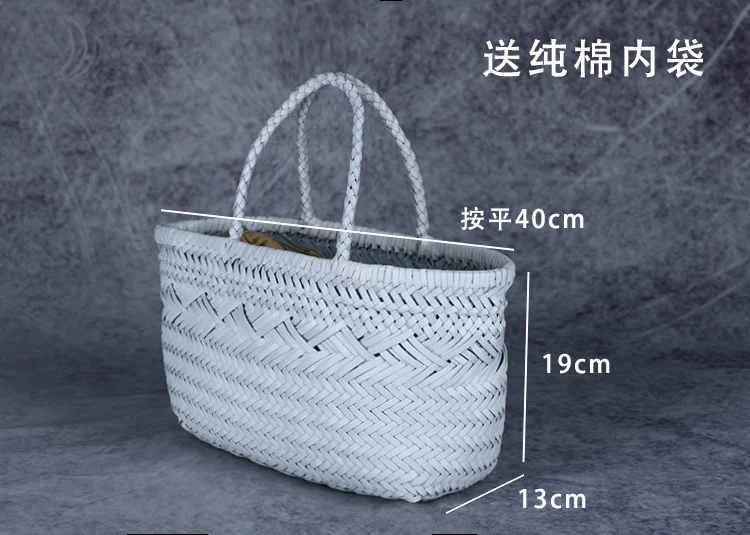 Designer woven totes bag women genuine leather cowskin knitting basket handbag female hollow out bucket bag 2022 summer new