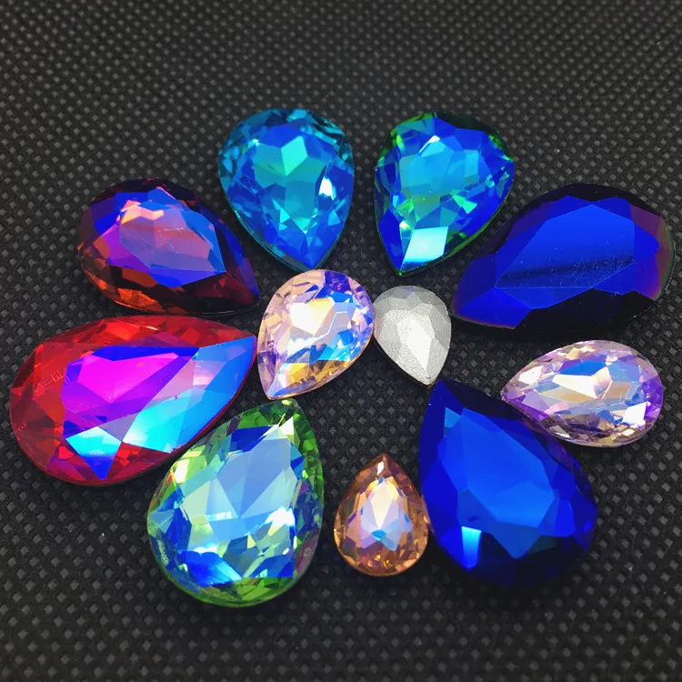 AB color 7x10mm~30x40mm pear Pointback fancy stone waterdrop teardrop Glass Crystals Glue on rhinestone DR ornament diy trimming