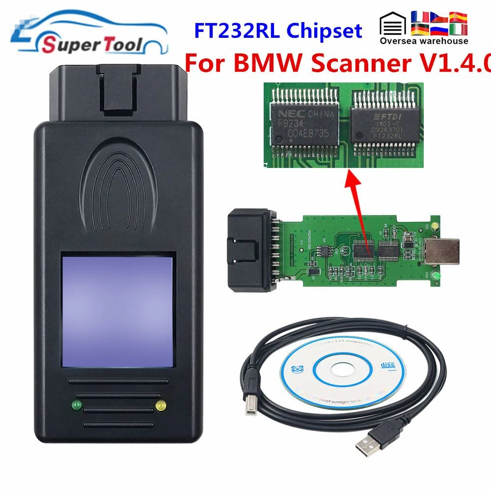 Best Sell OBD2 Auto Scanner 1.4.0 For BMW Scanner Tool Unlock Version 1.4 With FT232RL Chip PA Soft V1.4.0 For BMW Scanner 1.40