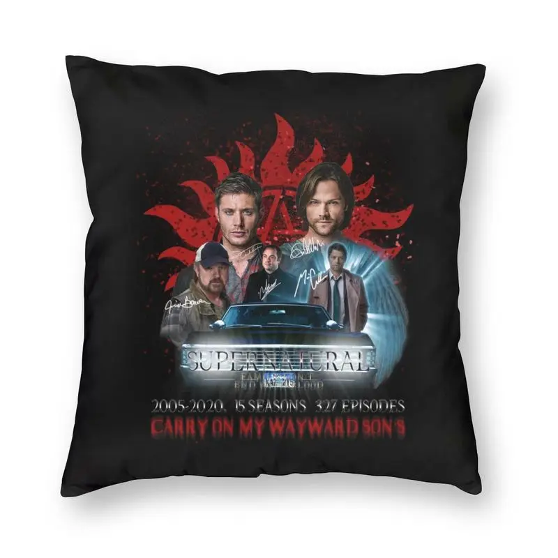 

Supernatural Family Pillow Case Home Decor Winchester Bros TV Show Cushions Throw Pillow for Living Room Double-sided Printing