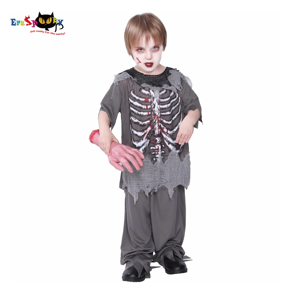 Costume da ragazzo di Zombie sanguinante scheletro Costume di Halloween per bambini Costume spaventoso carnevale teschio fantasma Horror Cosplay Fancy Outfit