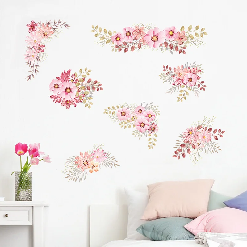 Beautiful Flower Cluster Wall Sticker Living Room Bedroom Background Decoration Wallpaper For Home Art Decals Beautify Stickers