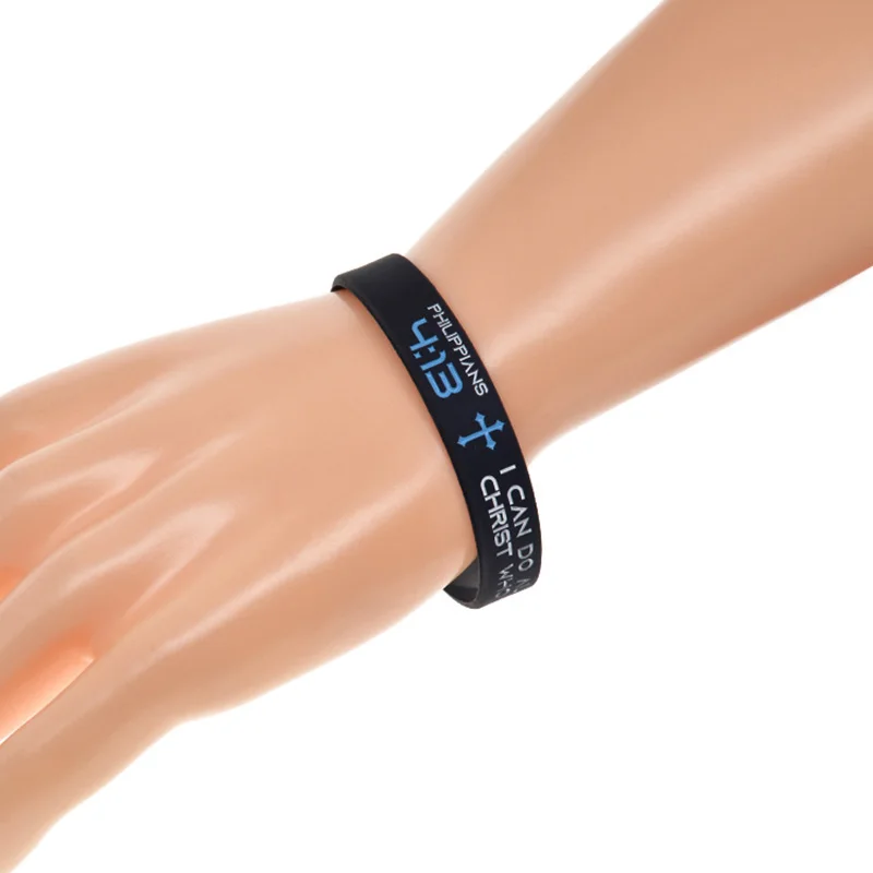50 Stück Silikon-Armbänder mit dem Bibelvers aus Philipper 4,13: „Ich kann alles durch Christus, der mir Kraft gibt.“ – Detail 8