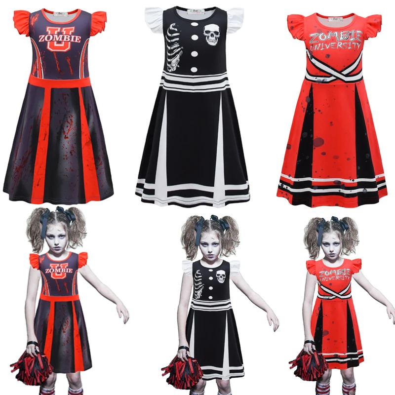 2021 ragazze carnevale Halloween Cheerleader Costume Cosplay bambini Zombie adguess Outfit Fancy Dress Cheer Uniform Costume Clothes