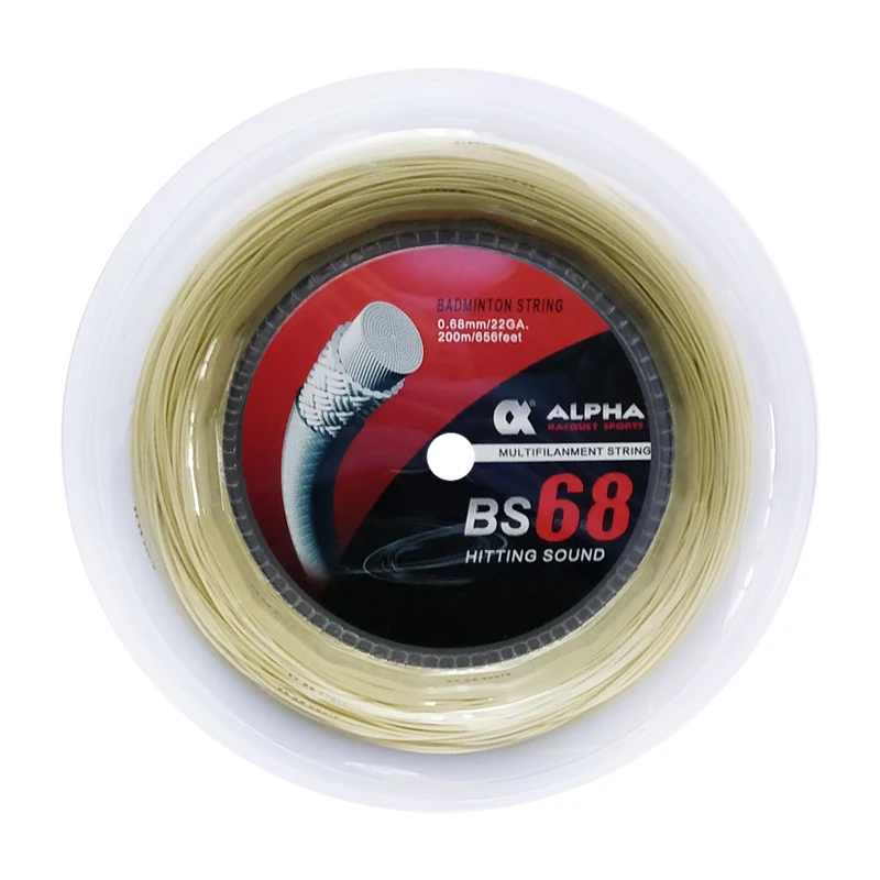 Alpha Badminton Racket String 200m Reels Control Comprehensive Performance High Pounds Durability Hitting Ball Net 34Pounds BS68