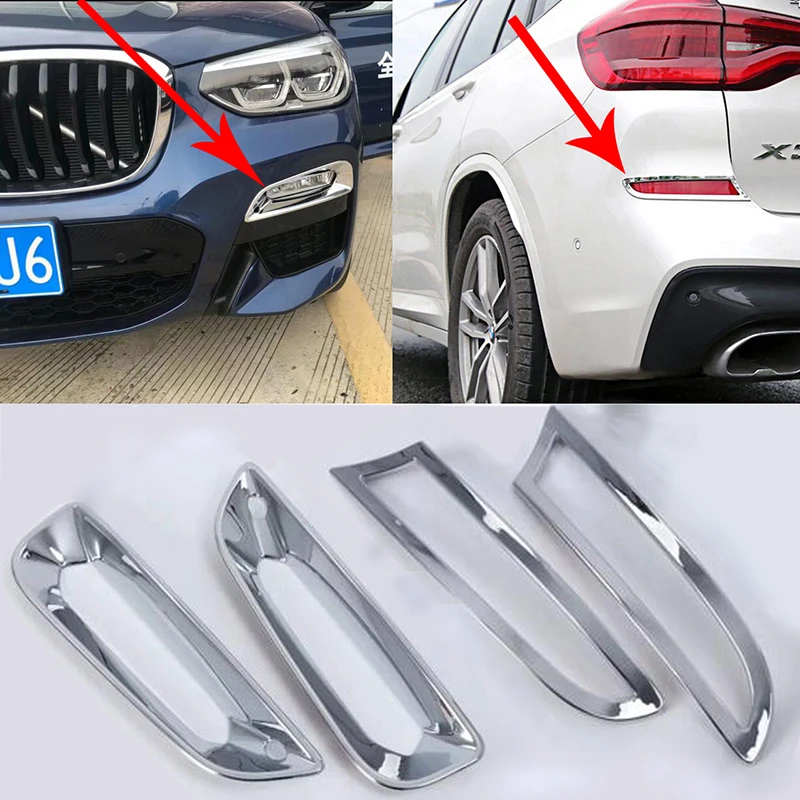 

4pcs abs Chrome Exterior Front + Rear Fog Light Tail Fog Lamp Cover Decorative Trim For BMW X3 G01 2018 Car Styling Accessories