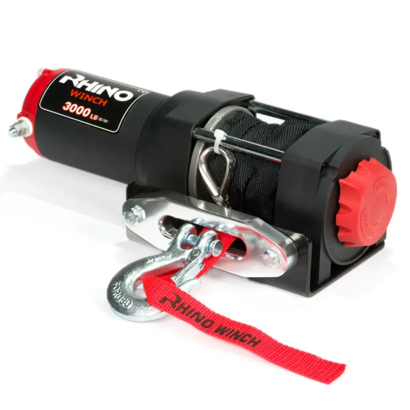 12V-3000lb Dyneema เชือกสังเคราะห์-ATV Off Road สีดำไฟฟ้า Winch