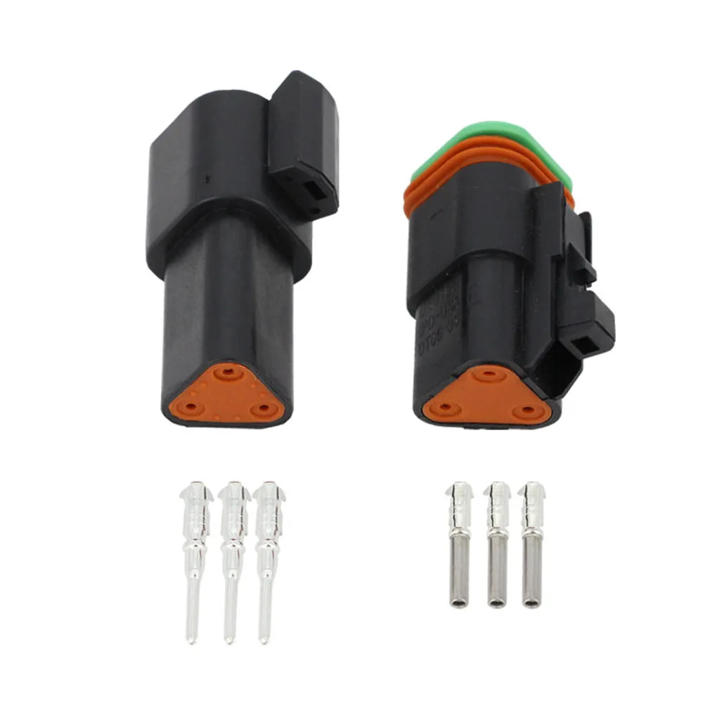 

Black DT Connectors DT04-3P/DT06-3S 3 Pin Automobile Waterproof Wire Electrical Male Female Connector Plug