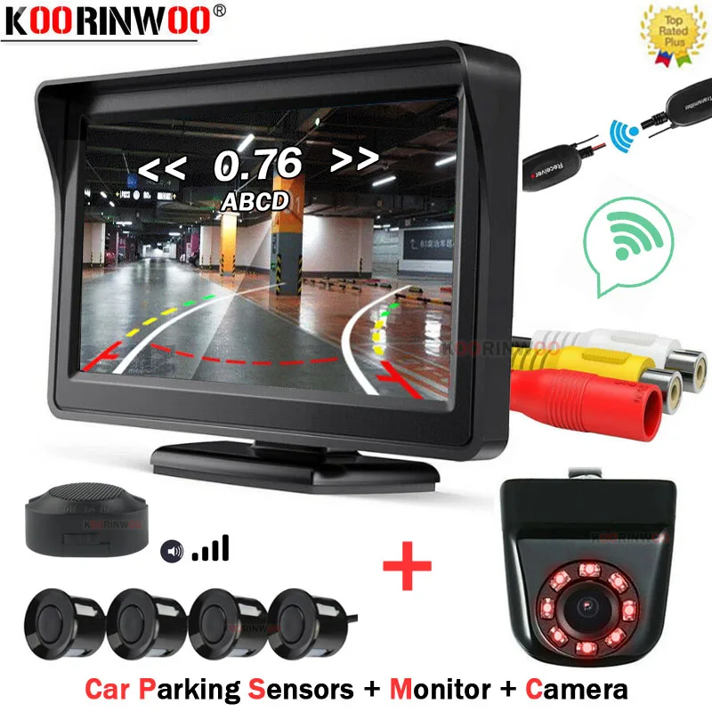 Koorinwoo Car Intelligent System For Cars Video Parking Sensor Wide Angle Camera Rear view Monitor Distance Mirror Image Display