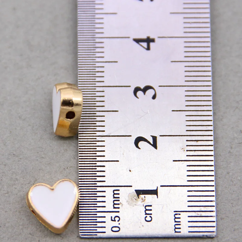 10Pcs/lot 10mm Inside Hole Love Heart Alloy colored enamel Loose Spacer Beads DIY Jewelry Making Findings Charm Beads