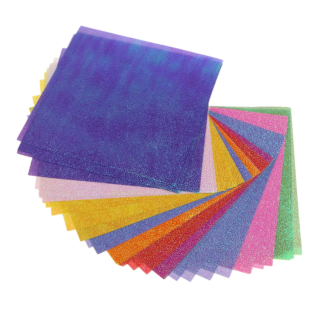 50pcs Glittering Origami Paper Double Sided Color Mixed Colors - 2.76 Inch Square Easy Fold Paper for Beginner