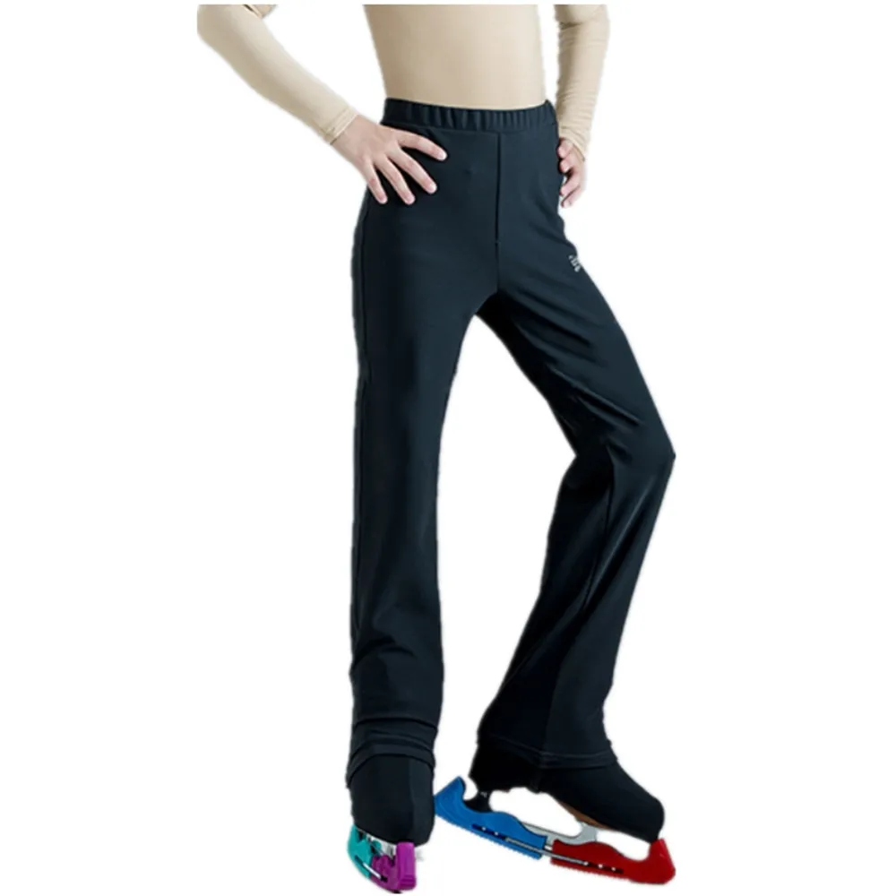 LIUHUO-pantalones de patinaje artístico para hombre, ropa deportiva de terciopelo de elastano negro hielo, alta elasticidad, ropa de competición, medias térmicas para niño