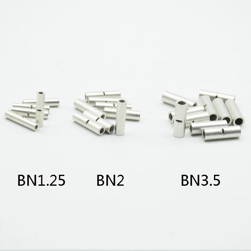 20pcs Butt Wire Connector AWG 22-10 Copper Tinned Splice Crimp Terminal Sleeve Bare Terminals Crimping Connector  BN1.25/2/3.5