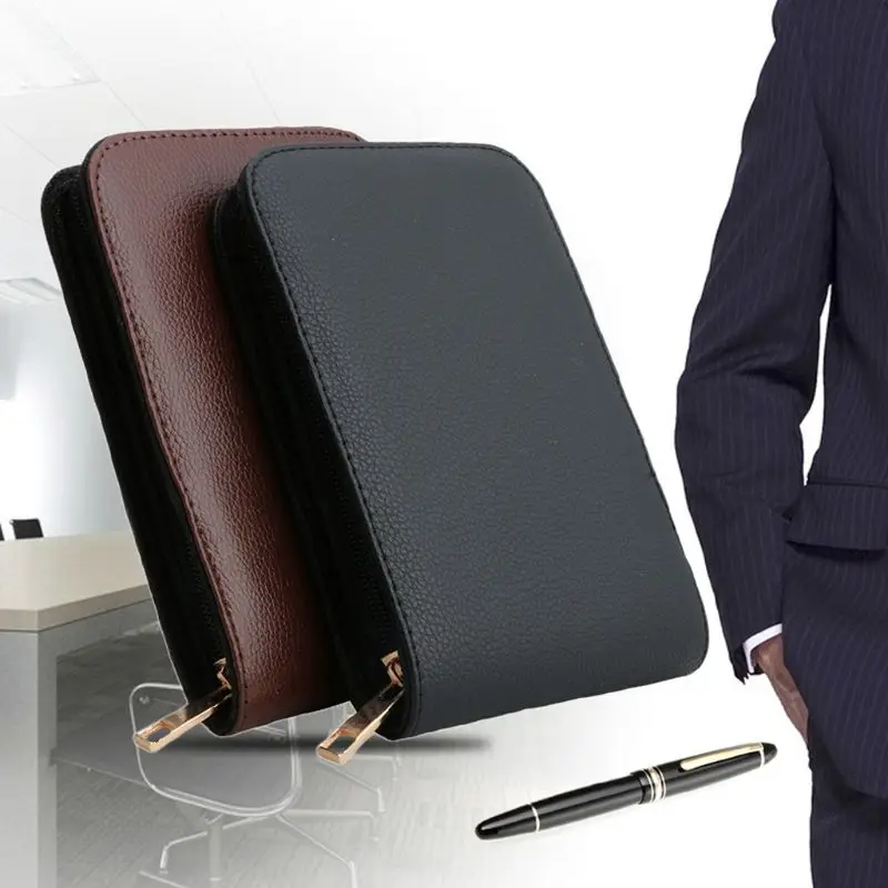 12 Pens Fountain Pen/Roller Pen Faux Leather Zipper Case Holder New Big Capacity Storage Bag Organizer Stationery