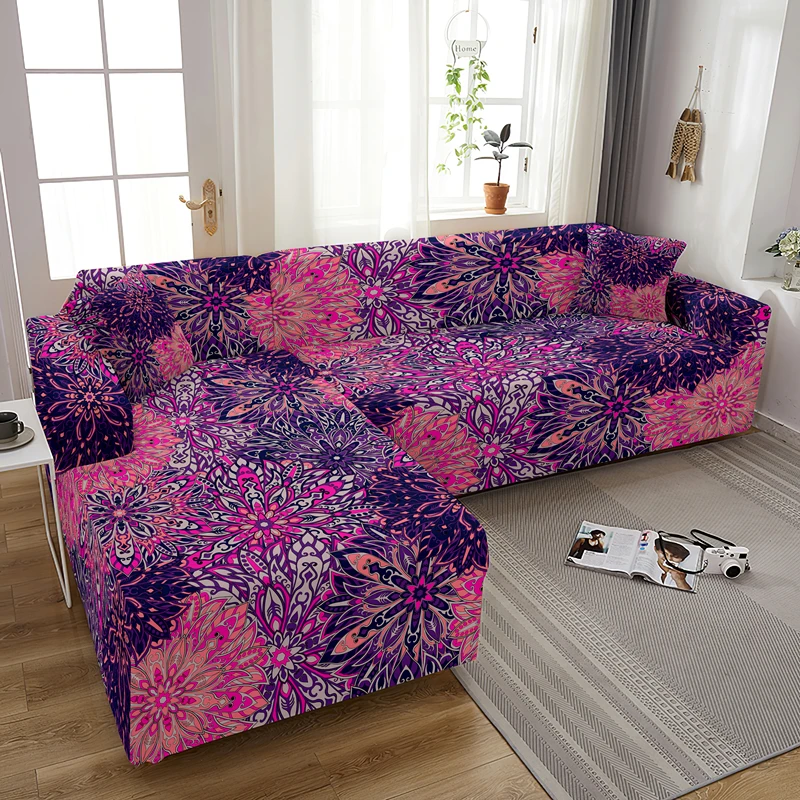 Mandala Bohemia Elastic Stretch Combination Sofa Covers For Living Room L Shape Couch Cover Washable Dust-proof Slipcover