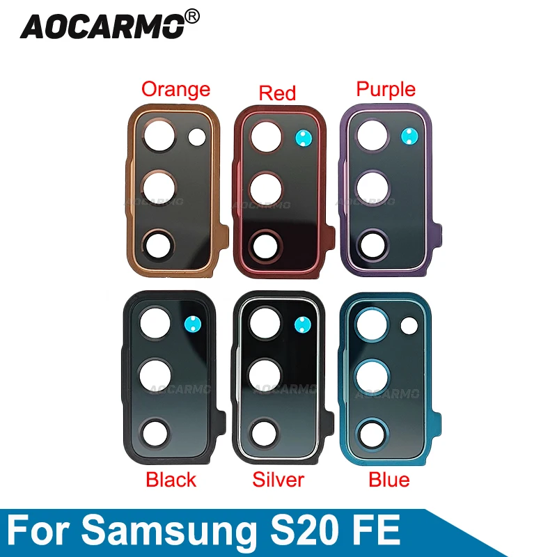 

Aocarmo For Samsung Galaxy S20 FE Rear Back Camera Lens Glass With Frame Cover Sticker Replacement Parts