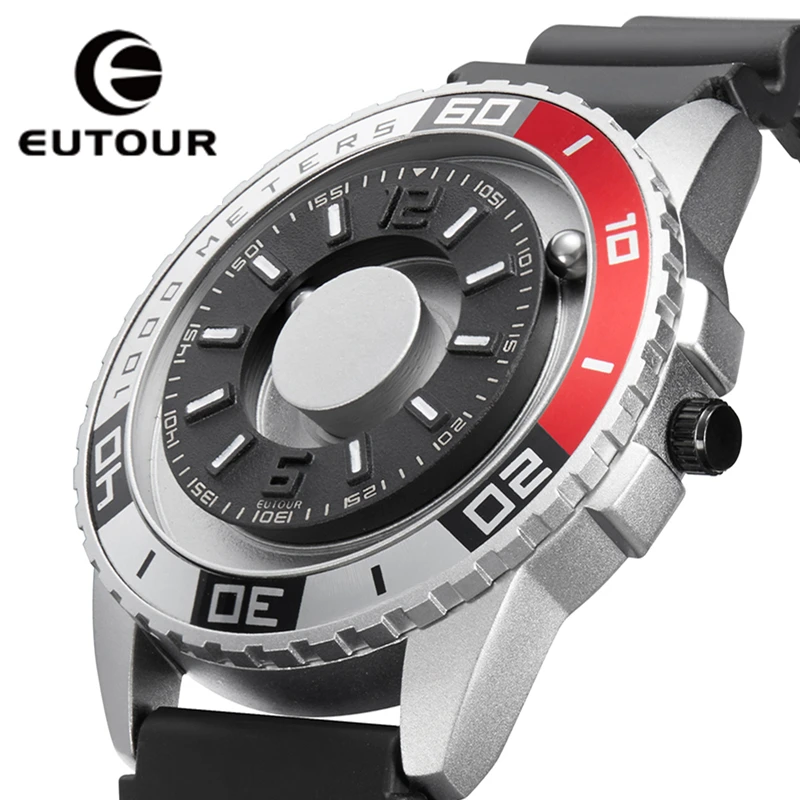 EUTOUR Origineel Pilot Magnetisch Metaal Multifunctioneel Herenmode Sport Eenvoudig Waterdicht Quartz Horloge Roestvrij Stalen Band