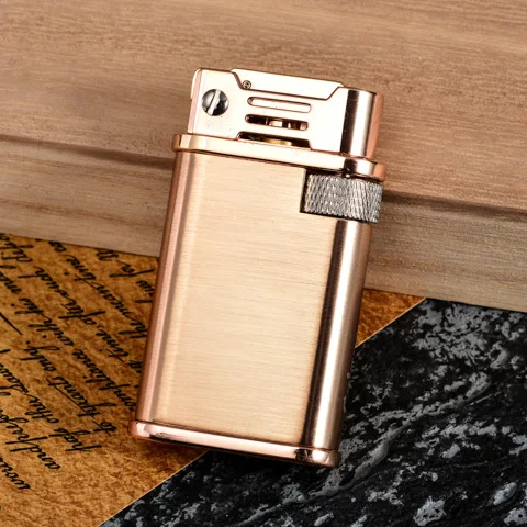 Retro Trench Copper Flint Lighter Brass Metal Men Gadgets Kerosene Oil Gasoline Lighter Gas Grinding Wheel Cigarette Cigar