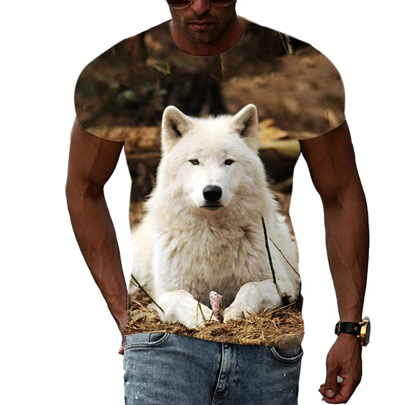 New 3D Cool Style Animal Wolf Men t-shirt Summer Fashion Casual Print short sleeve t-shirts Interesting Hip Hop graphic t shirts