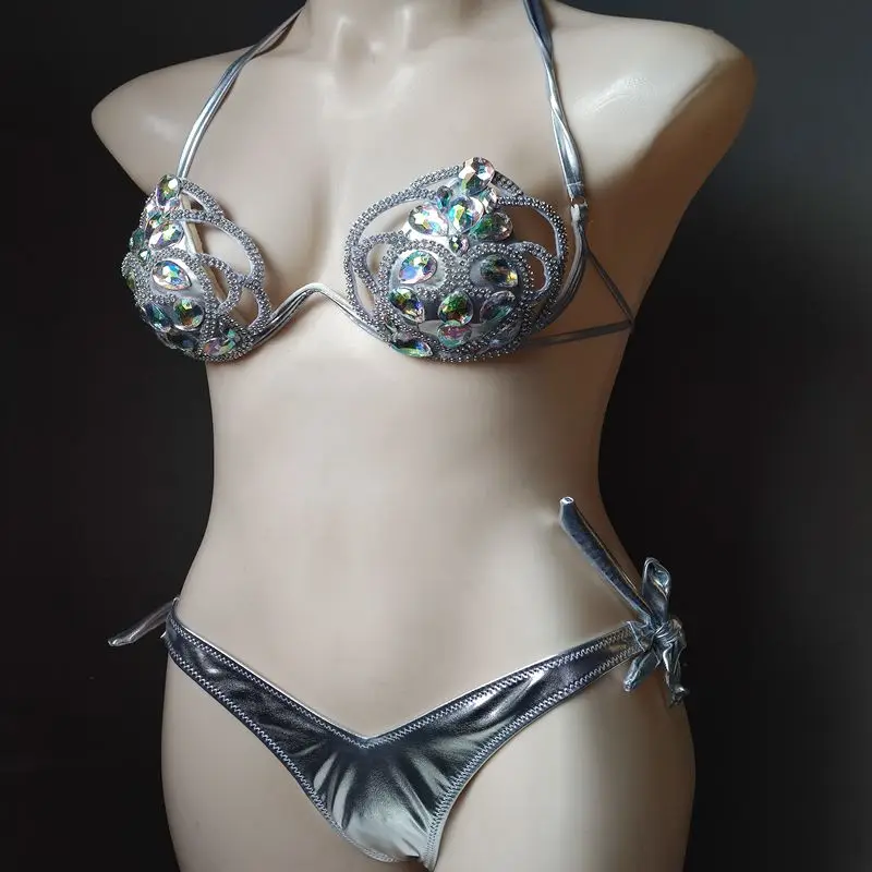 2020 venus wakacje sexy drążą diament bikini set mozaika push up bling kamienie stroje kąpielowe dojrzałe kobiety strój kąpielowy