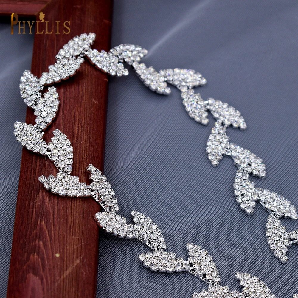 S08 Alloy Leaves Wedding Belt Rhinestone Belts for Evening Dresses Bridal Gown Belt Bride Waist Belts for Women for Dresses