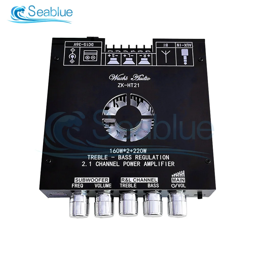 ZK-HT21/ZK-1602T 2.1 Channel TDA7498E Bluetooth Digital Power Amplifier Module High and Low Tone Subwoofer 160WX2+220W