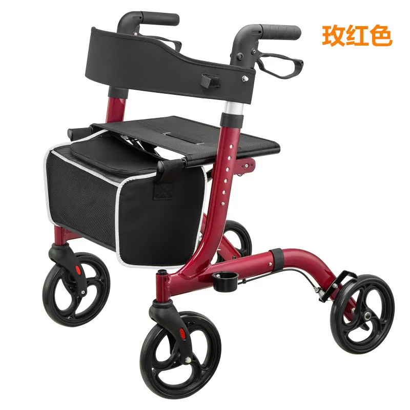 JayCreer rol)walker passeggino pieghevole in alluminio leggero con freno ad anello per adulti sedile regolabile in altezza per gambe e braccia