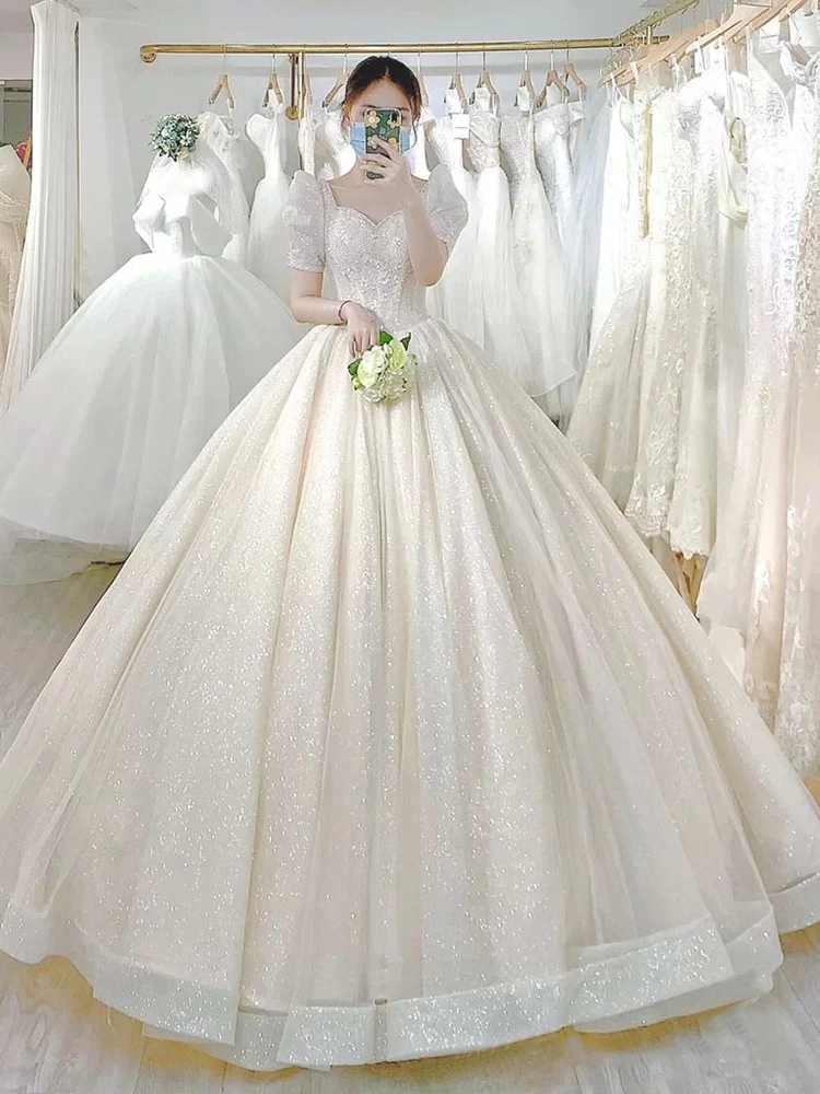 Robe de mariée simple et légère, robe de mariée princesse, robe de Rhbrillante, nouvelle robe de mariée, 2023