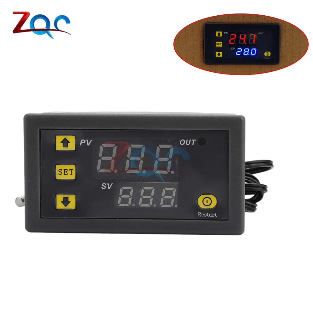 W3230 DC 12V AC 110V 220V 20A LED Digital Temperature Controller Thermostat Thermometer Temperature Control Switch Sensor Meter