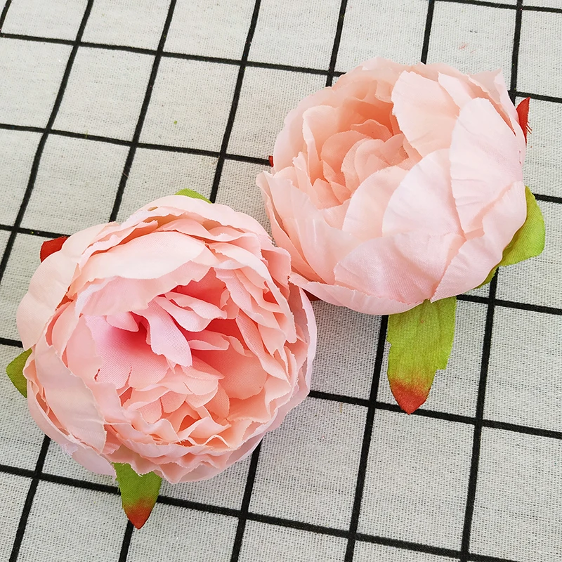 10pcs High Simulation Core Peony Flower Head Silk Flower DIY Wedding Flower Wall Background Decoration Silk Rose