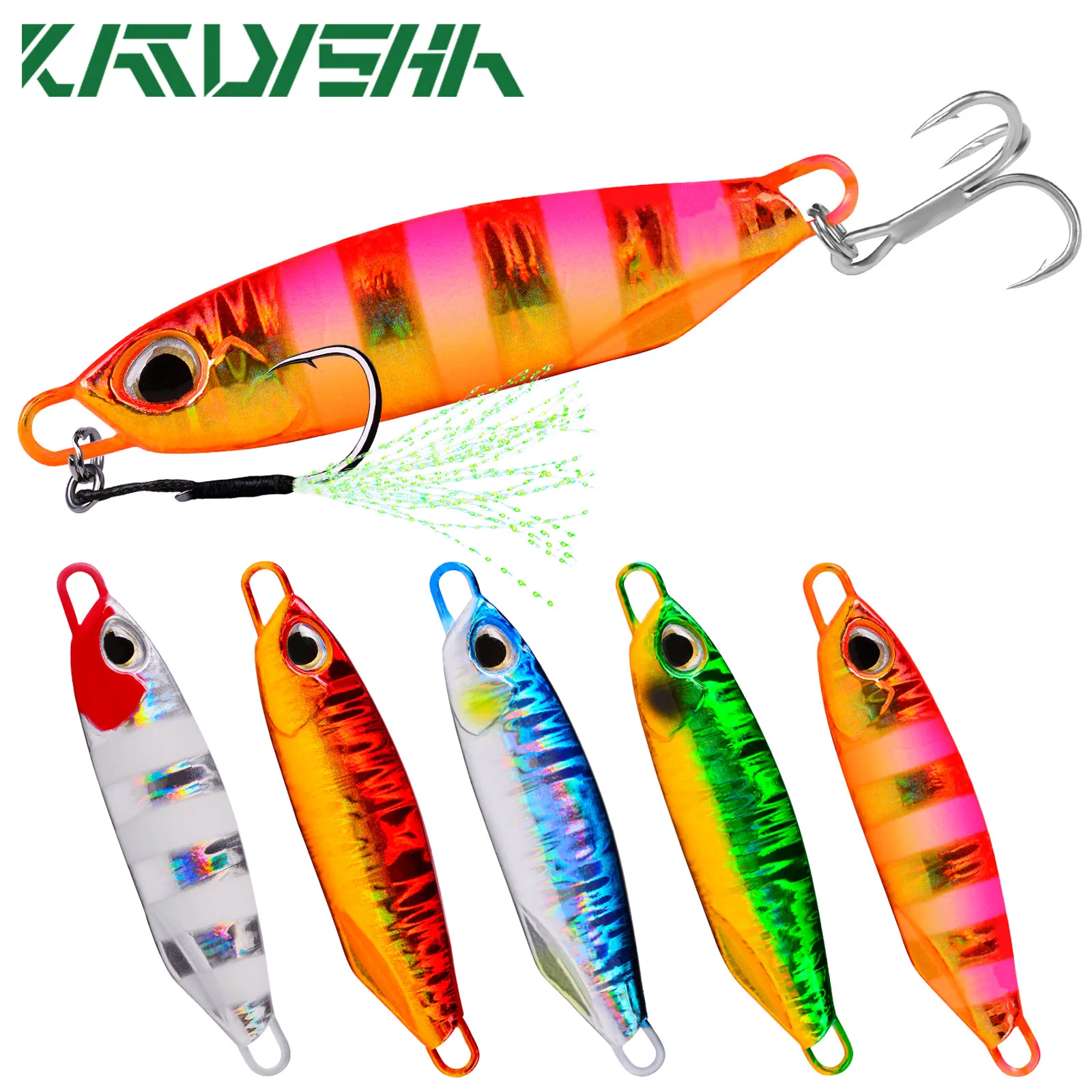 

KATYUSHA 5pcs DRAGER Metal Cast Jig Spoon 15-20-30-40-60G Shore Casting Jigging Baits Sea Bass Fishing Lures Artificial Baits