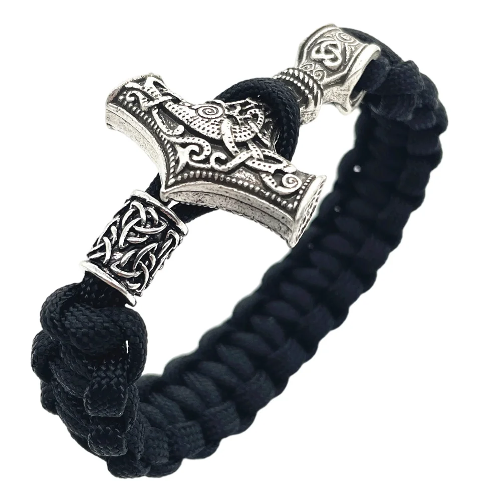 Nostalgia Thor Hammer Norse Viking Bracelet Rune Charms Bead Jwelry For Women Bangles Bracelets Vikingo Men Jewelry Dropship