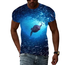 Summer Fashion Sea Fish graphic t shirts Men Casual Trend Print T-shirt The underwater world Pattern short sleeve t-shirts Top