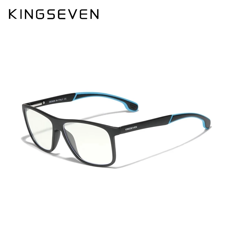 KINGSEVEN TR90 Anti Blue GlassesWomen Square Eyeglasses Frame Men Office Computer Prescription Glasses