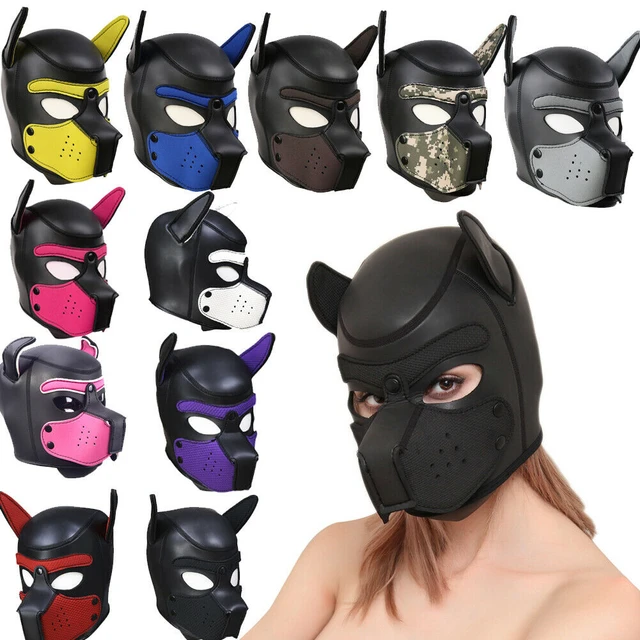 Party Masks Pup Puppy Play Dog Hood Mask Padded Latex Rubber Role  