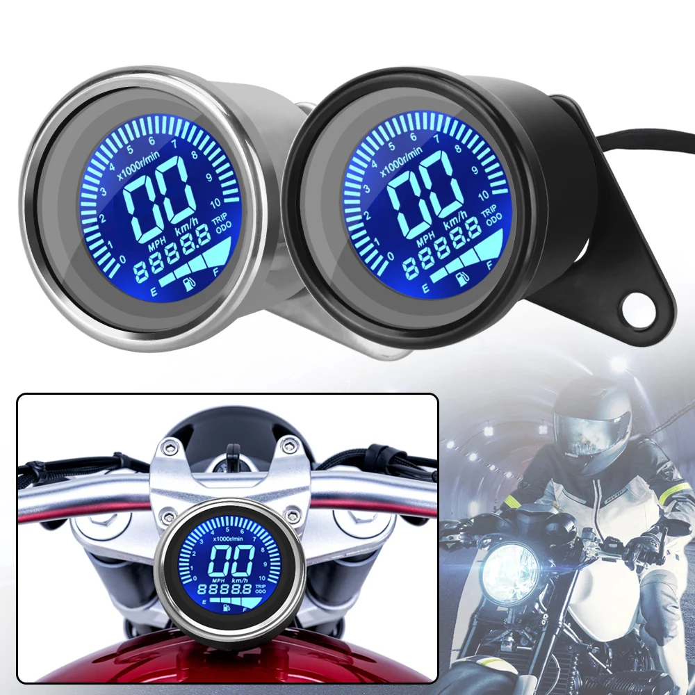 Retro LCD Odometer Universal Motorcycle Digital Speedometer LED LCD Tachometer Indicator Scooter ATV Meter Fuel Meter