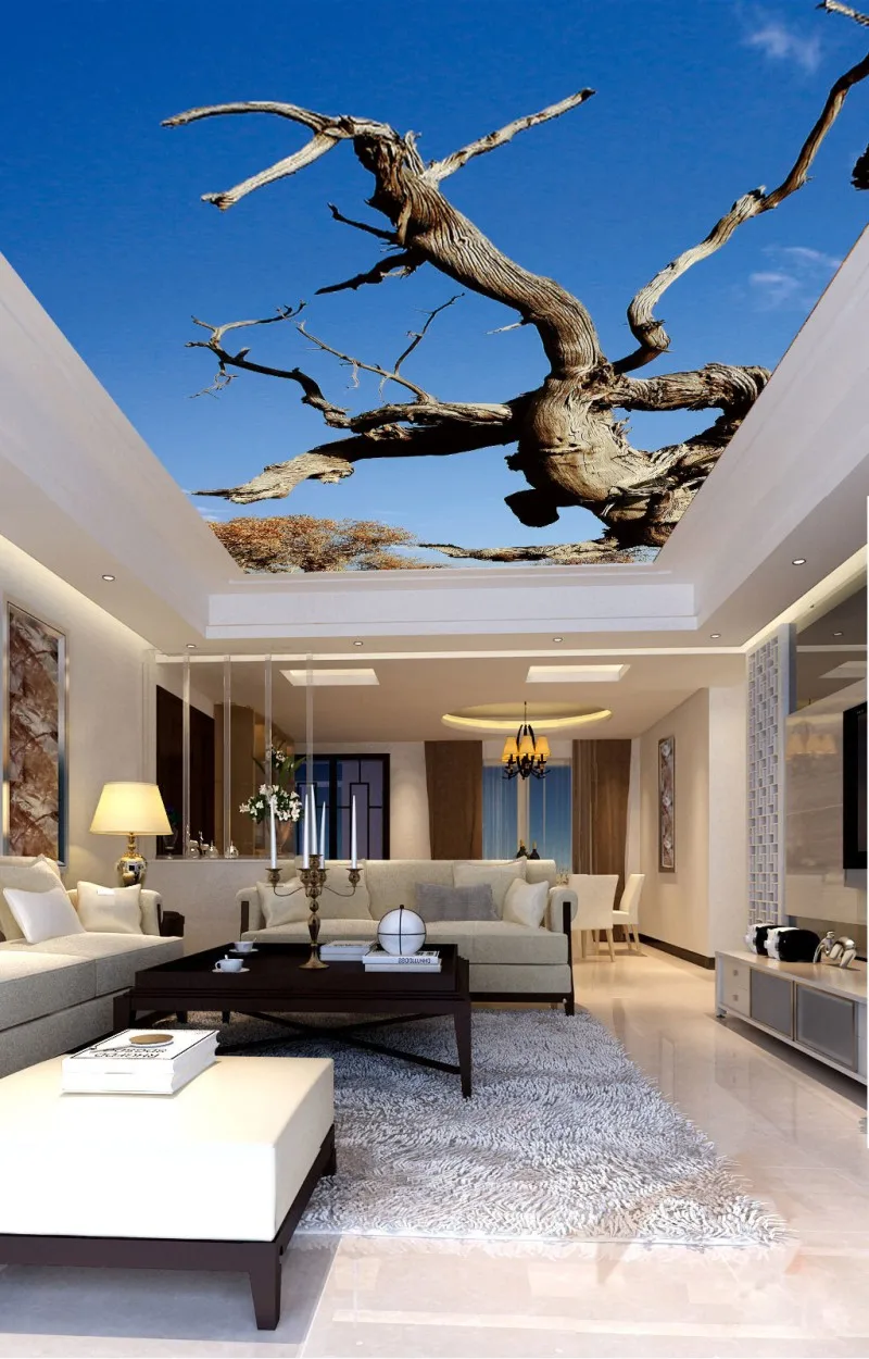 

sky ceilings Mural Living Room Study Bedroom Ceiling Wallpaper De Parede Branch ceilings