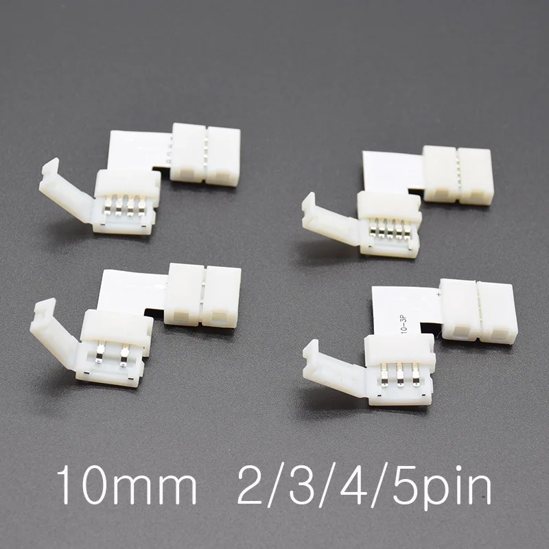 5Pcs 2pin 3pin 4pin 5Pins Gratis Solderen Geleid Connector 10Mm L Shape Corner Connector Voor Led Strip licht Rgb Rgbw Rgbww