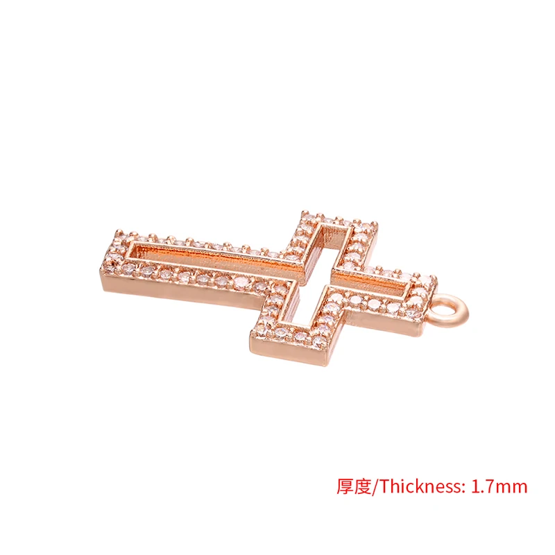 ZHUKOU 14x22mm brass crystal charming cross necklace pendant for women DIY necklace jewelry Accessories making model: VD659